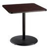 National Public Seating Cafe Table, 36w x 36d x 36h, Square Top/Round Base, Mahogany Top, Black Base CT33636RC1MY